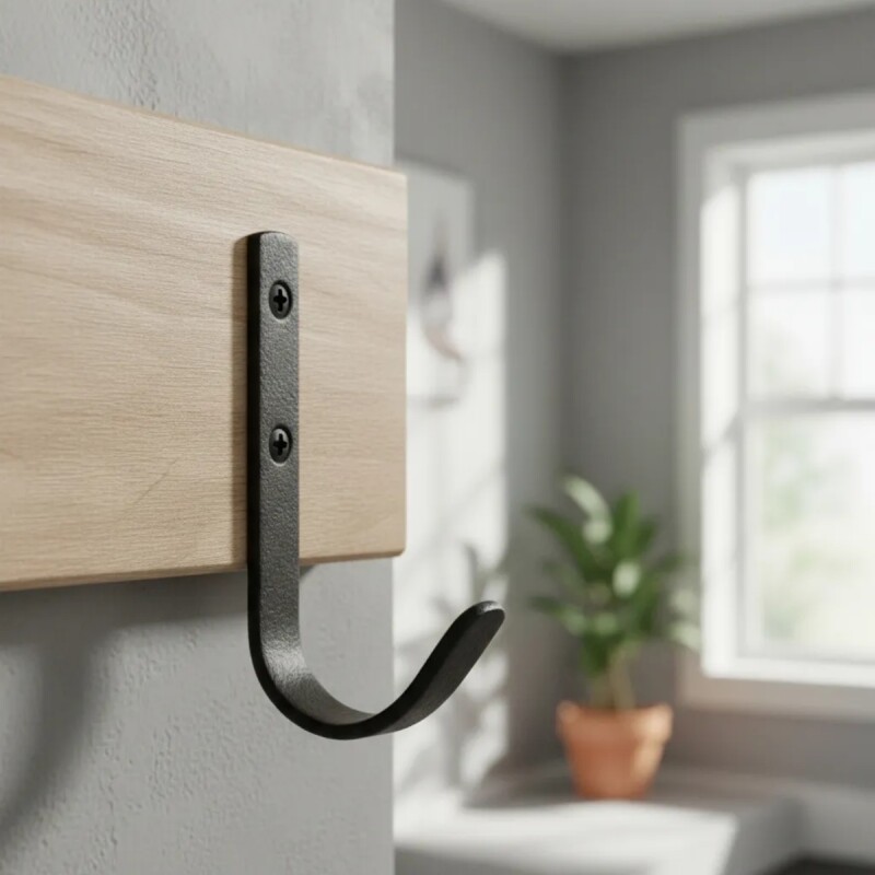 Perchero simple con 3 ganchos MADERA/NEGRO