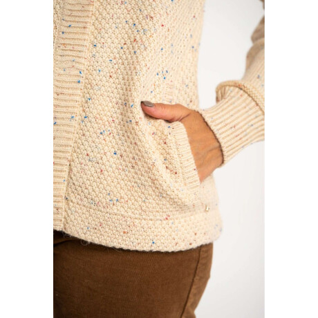 Cardigan Broches Bouttonne Beige Melange