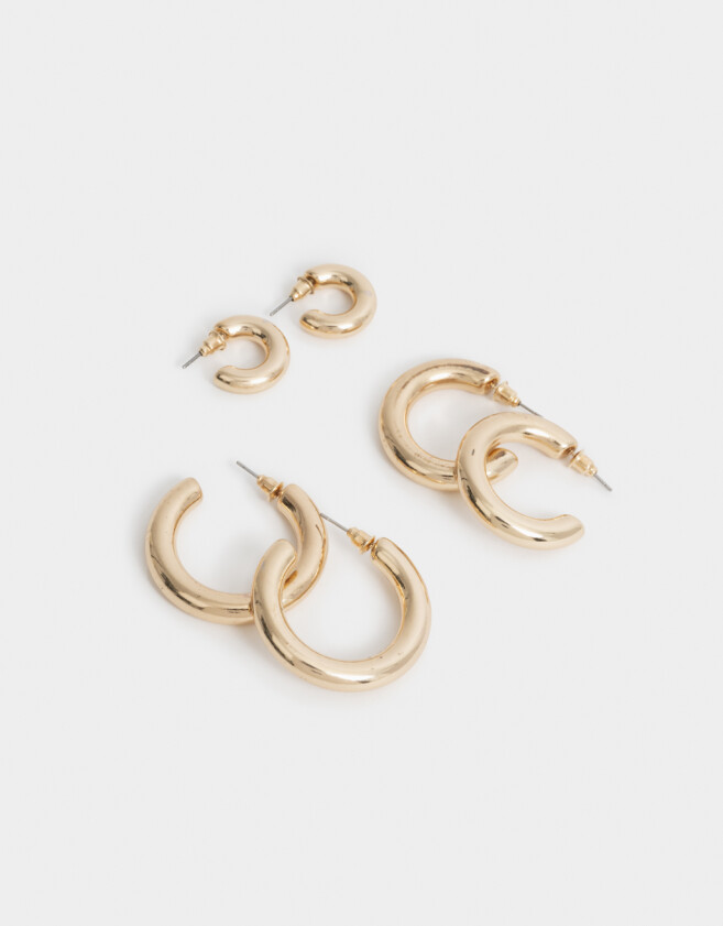 Aros Argollas Set Chunky Edition Set De Argollas Chunky - Dorado