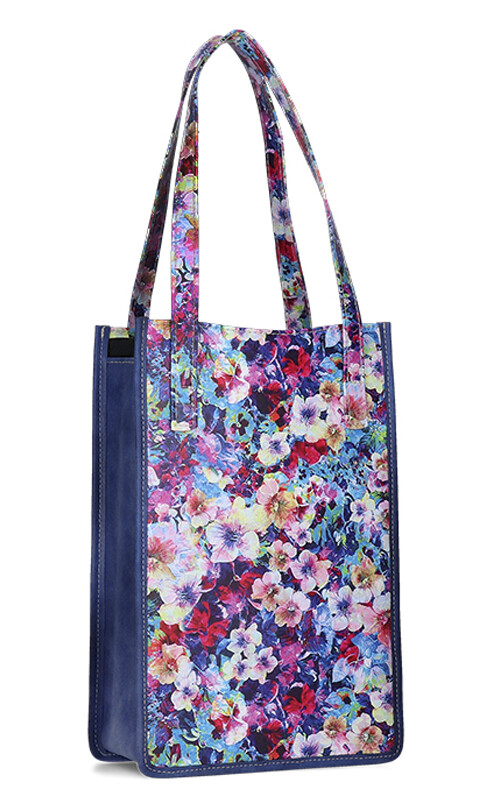 MATERA ESTILO BOLSO LIBRA FLOREADO MULTICOLOR Y AZUL FRANCIA ENGRASADO