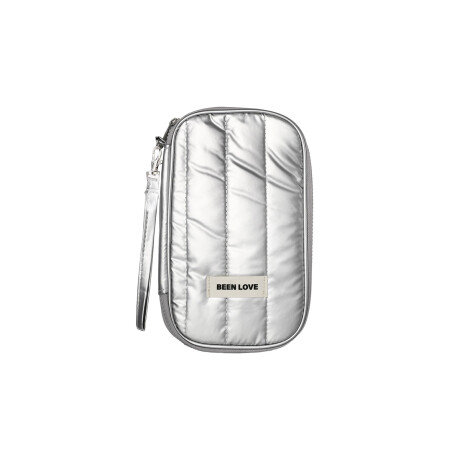 Portadocumentos puffer impermeable mediano Plateado