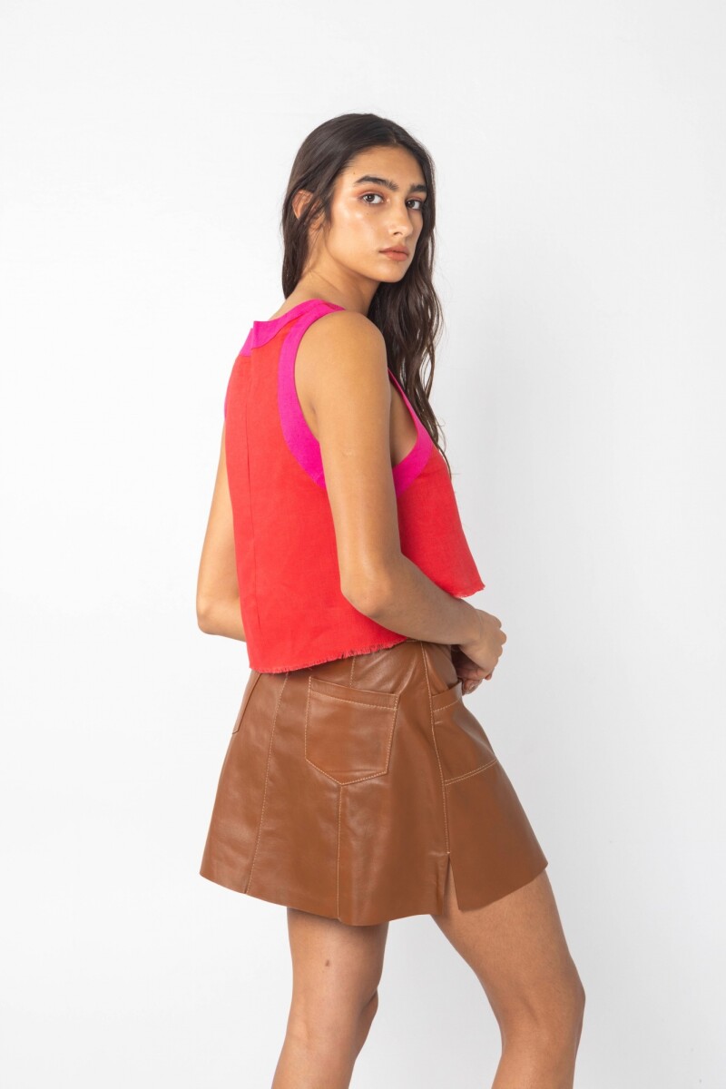 FALDA MINI COURO Camel