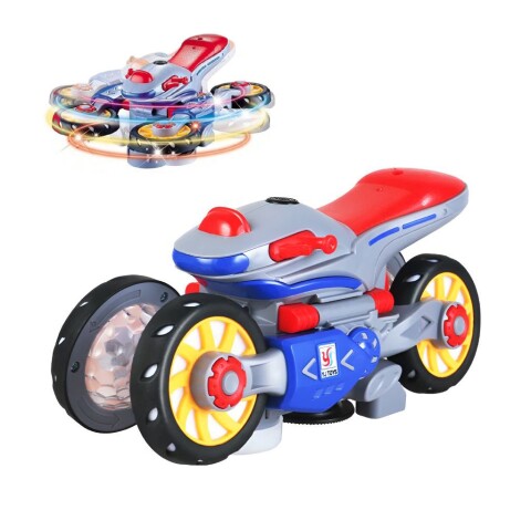 Moto Giratoria Luz Sonido Movimiento 360 Juguete Niños Variante Color Rojo Azul