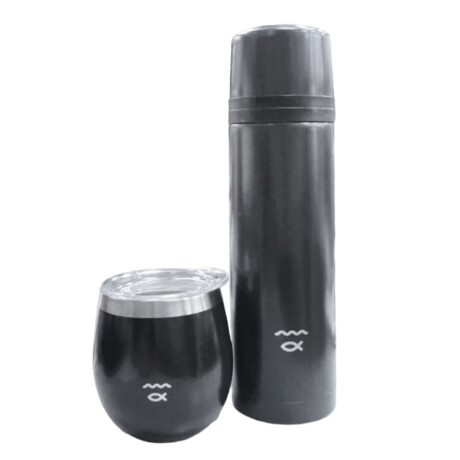 Set Termo Río 500ml + Mate Acero Inoxidable NEGRO