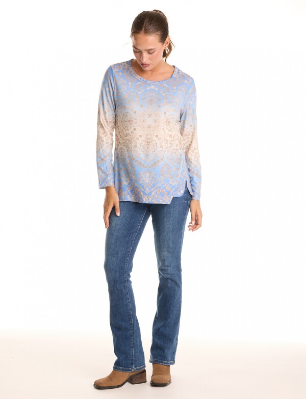 Remera Soft Print MULTI/CELESTE