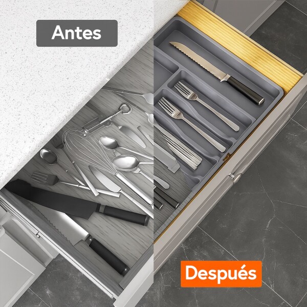 Organizador de Cubiertos Extensible Cajon Utensilios Cubertero IMBACK Gris Organizador de Cubiertos Extensible Cajon Utensilios Cubertero IMBACK Gris