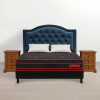 JUEGO DE DORMITORIO SOMMIER MESA DE LUZ RESPALDO ALMOHADA AZUL Juego De Dormitorio Sommier Mesa De Luz Respaldo Almohada Azul