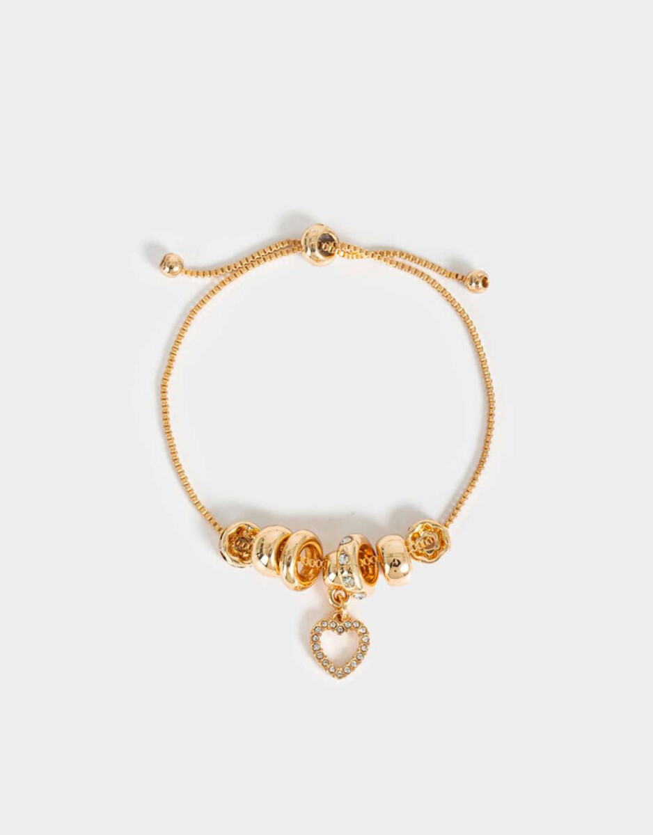 Pulsera Flexible Con Corazon - Dorado 