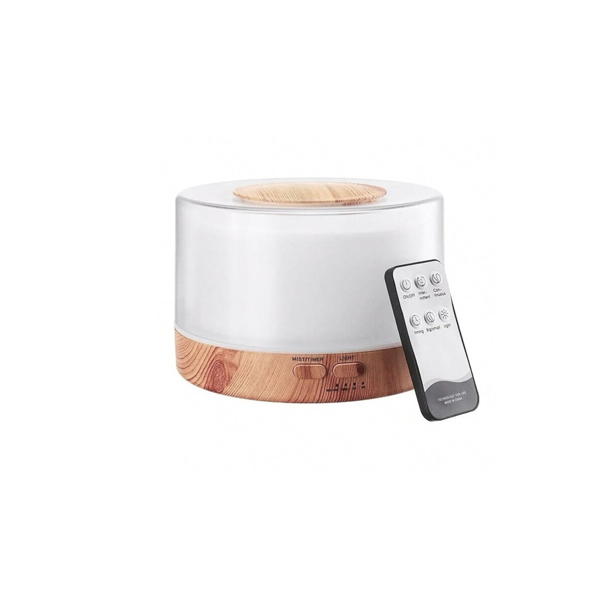Difusor de aceites esenciales con luz LED y madera - Simil Madera Claro 