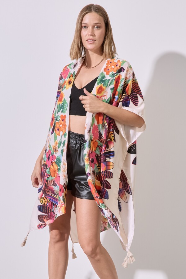 Kimono Feathers BEIGE/MULTI