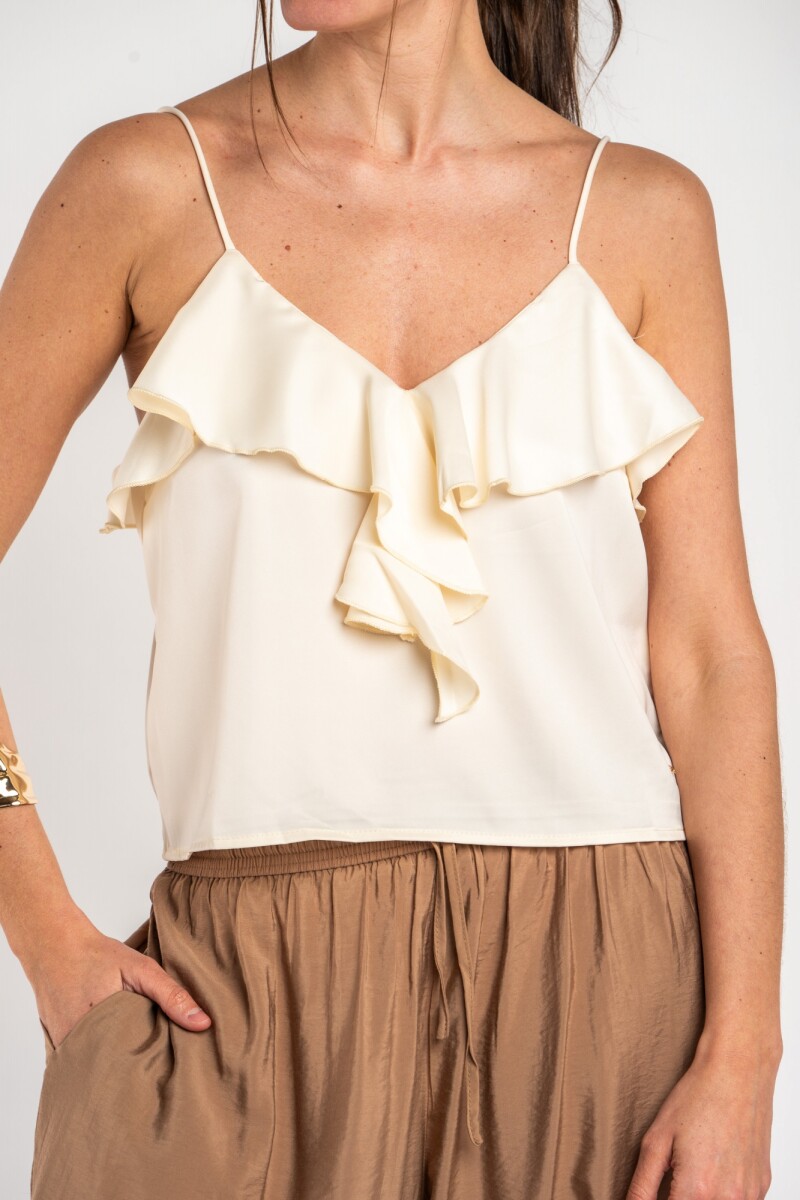 Musculosa Volado Saten - Beige 