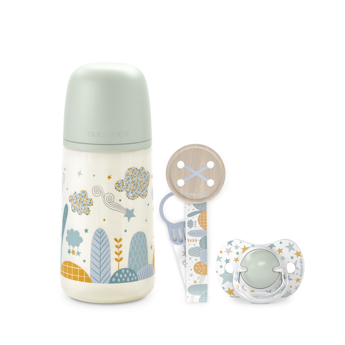 Pack Suavinex Dreams Mamadera Fisiológica + Chupete 0-6 Meses Verde 