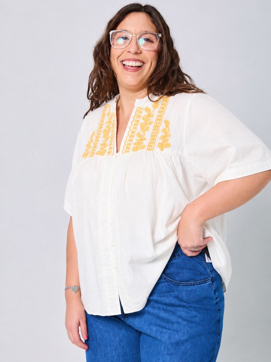 Blusa Yanina Blanco/Amarillo