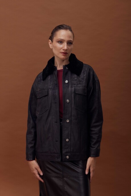 CHAQUETA JEANERA SINONA NEGRO GASTADO