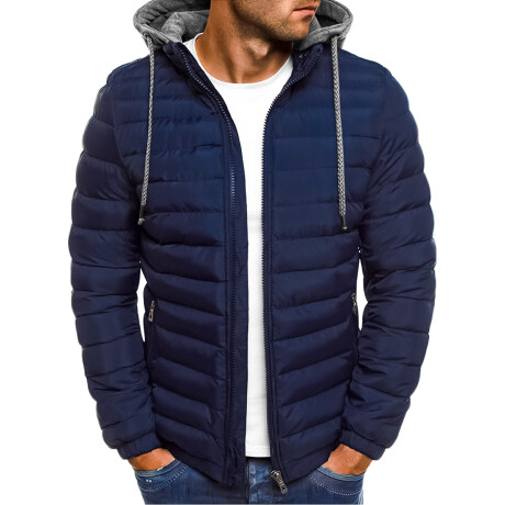 Campera Inflada Uzspace Combinada Con Capucha Hombre Azul
