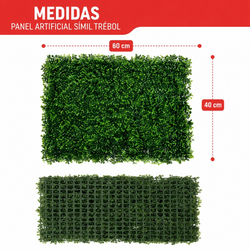Panel artificial símil trébol 40x60 cm VERDE