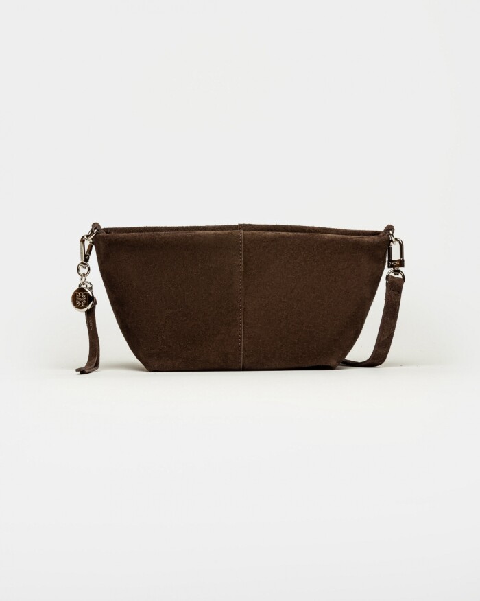 Bandolera The Flapper en cuero gamuza Marron