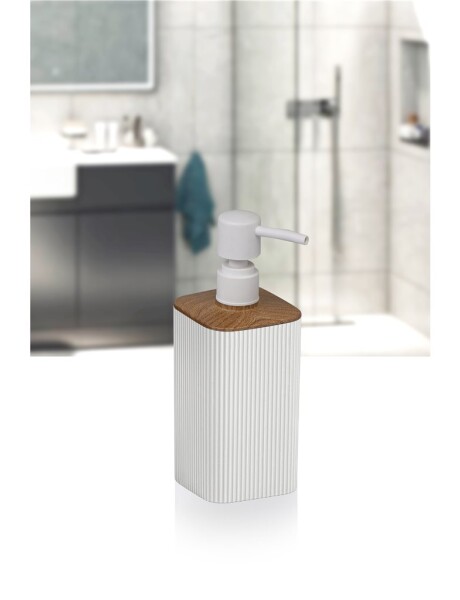 DISPENSADOR JABON MINA C/MADERA CUADRADO RAYAS BLANCO DISPENSADOR JABON MINA C/MADERA CUADRADO RAYAS BLANCO