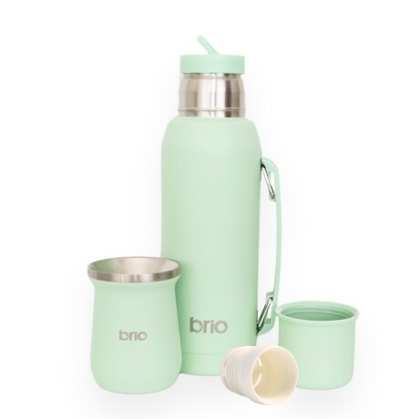 Set De Termo 1 Litro Y Mate Diseño Clásico brio Acero Inox Menta