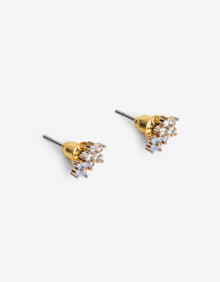 Aros Pasantes Strass Aros Pasantes Flores En Cubic - Dorado