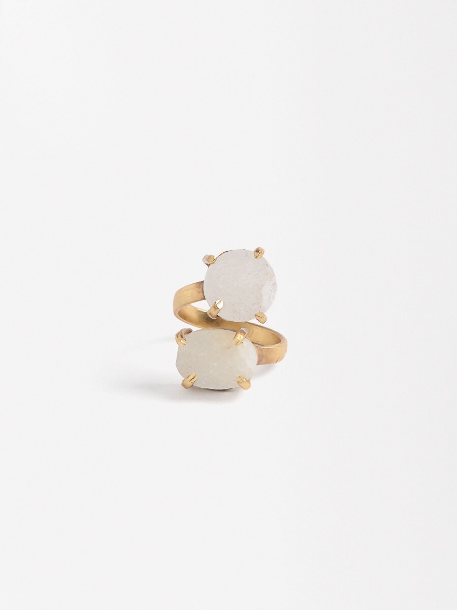 Anillo Cruzado Con Piedras - rosa 