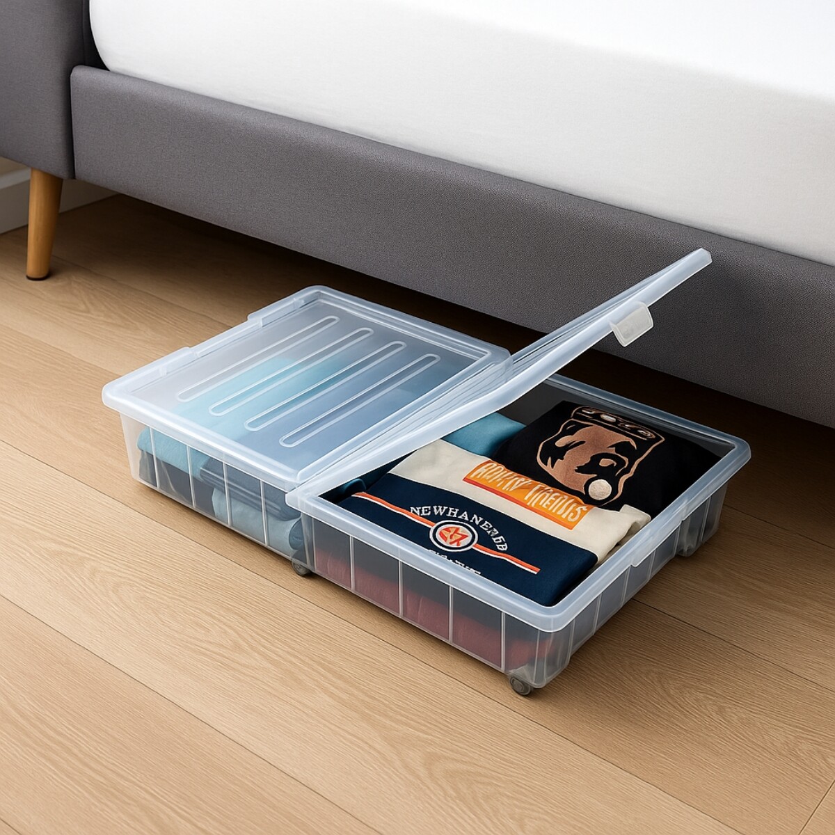 Caja organizadora con ruedas 45lt - TRANSPARENTE 