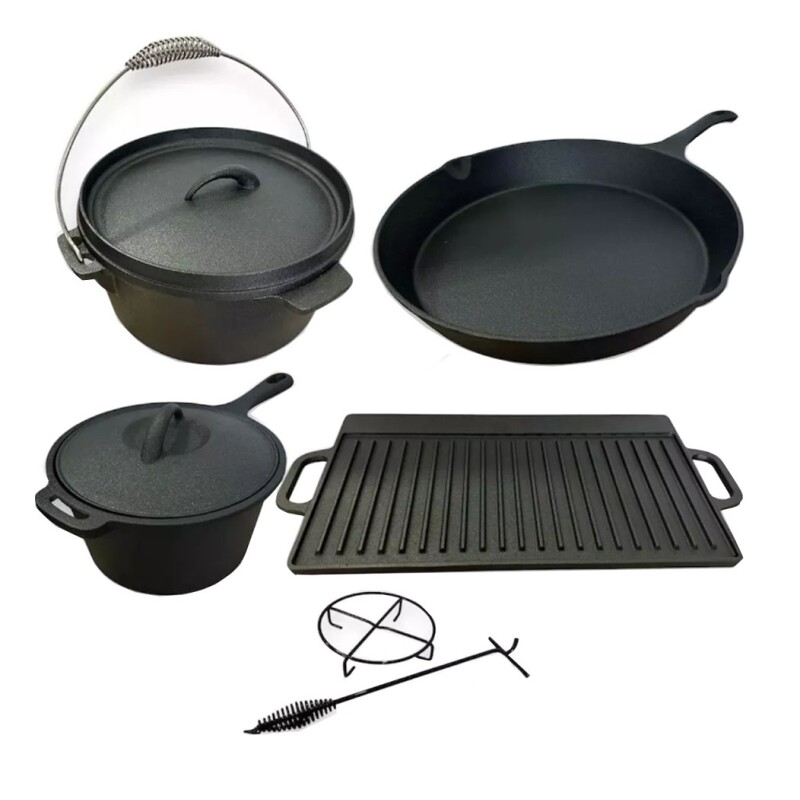 Batería Cocina Hierro Fundido Directo Al Fuego 8 Pzs Y Caja Batería Cocina Hierro Fundido Directo Al Fuego 8 Pzs Y Caja