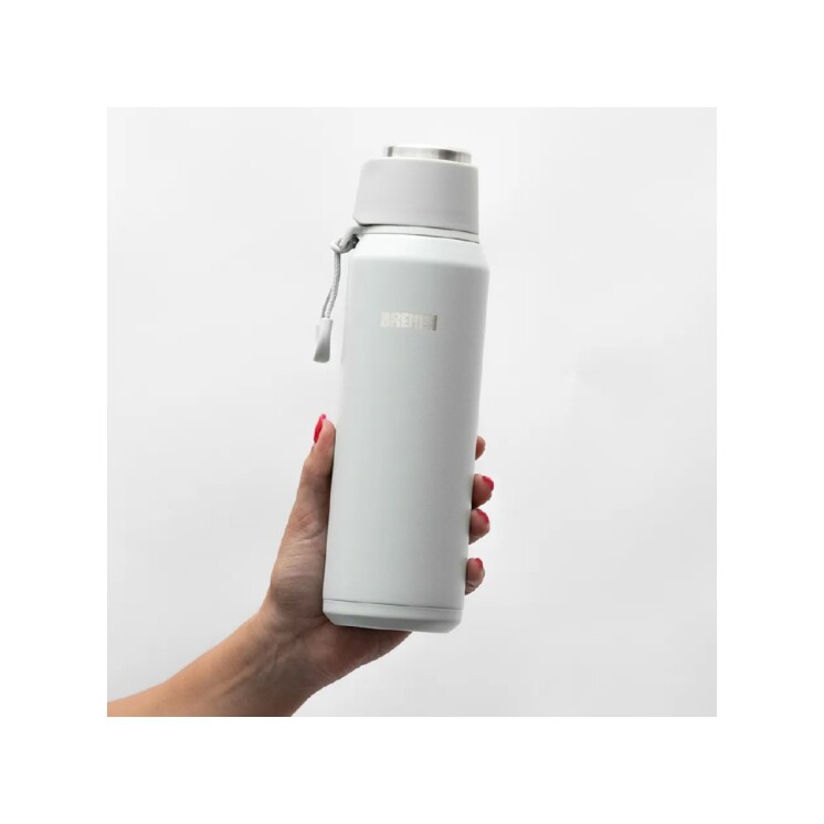 Termo Bremen 600 ml Acero Inoxidable con Pico Cebador 360° y Correa Gris Termo Bremen 600 ml Acero Inoxidable con Pico Cebador 360° y Correa Gris