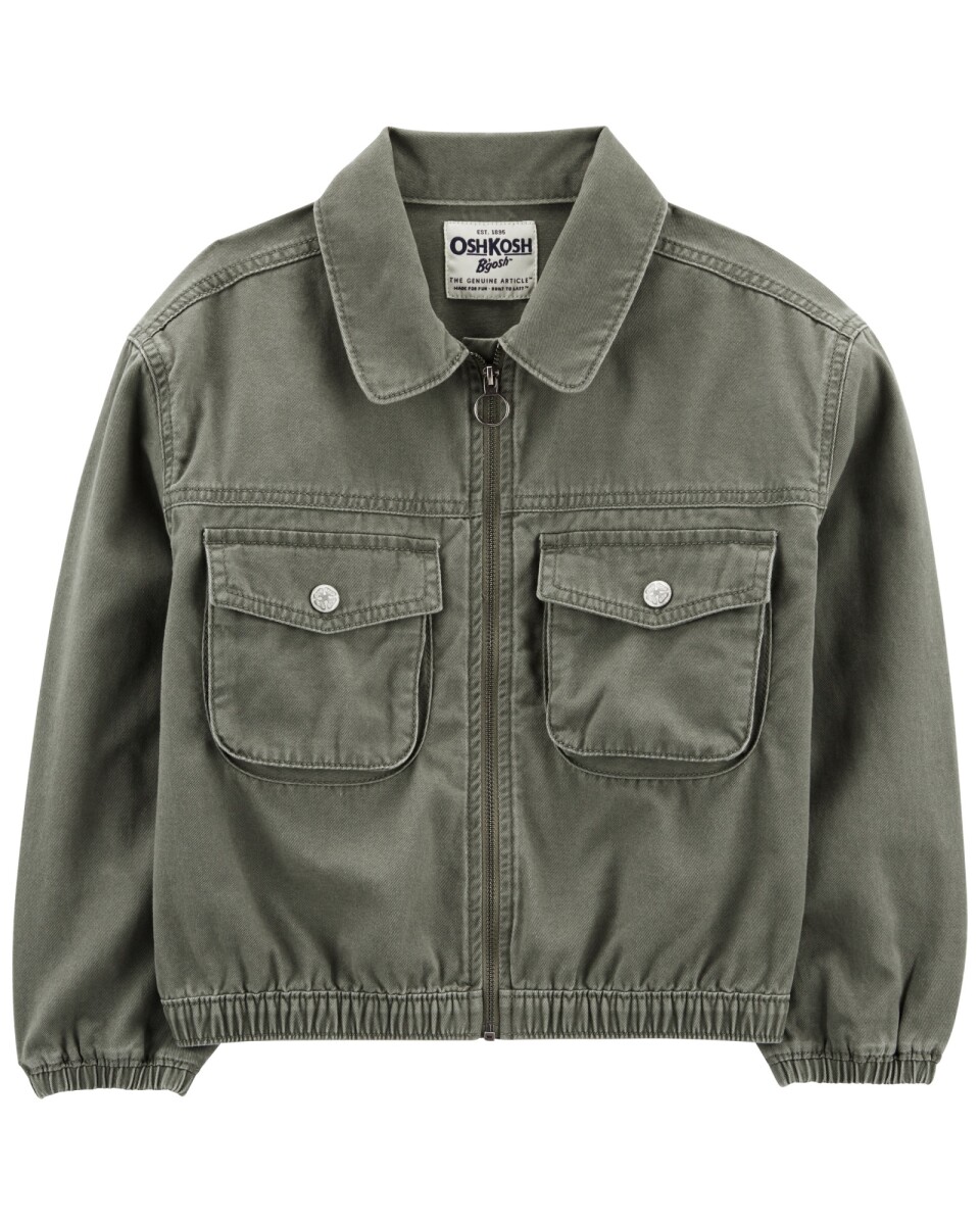Campera de algodón, estilo aviador, de corte recto 