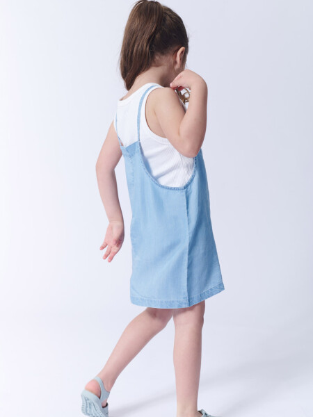 Vestido con bolsillos tencel Celeste