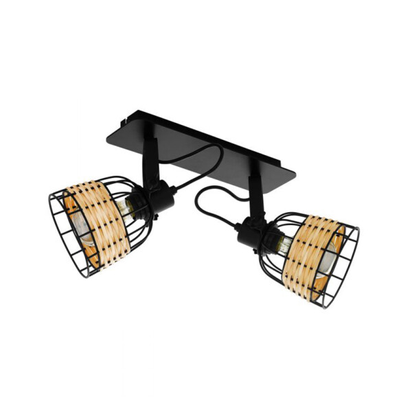 Spot de 2 luces E27 pantallas acero y ratán ANWICK EG4074