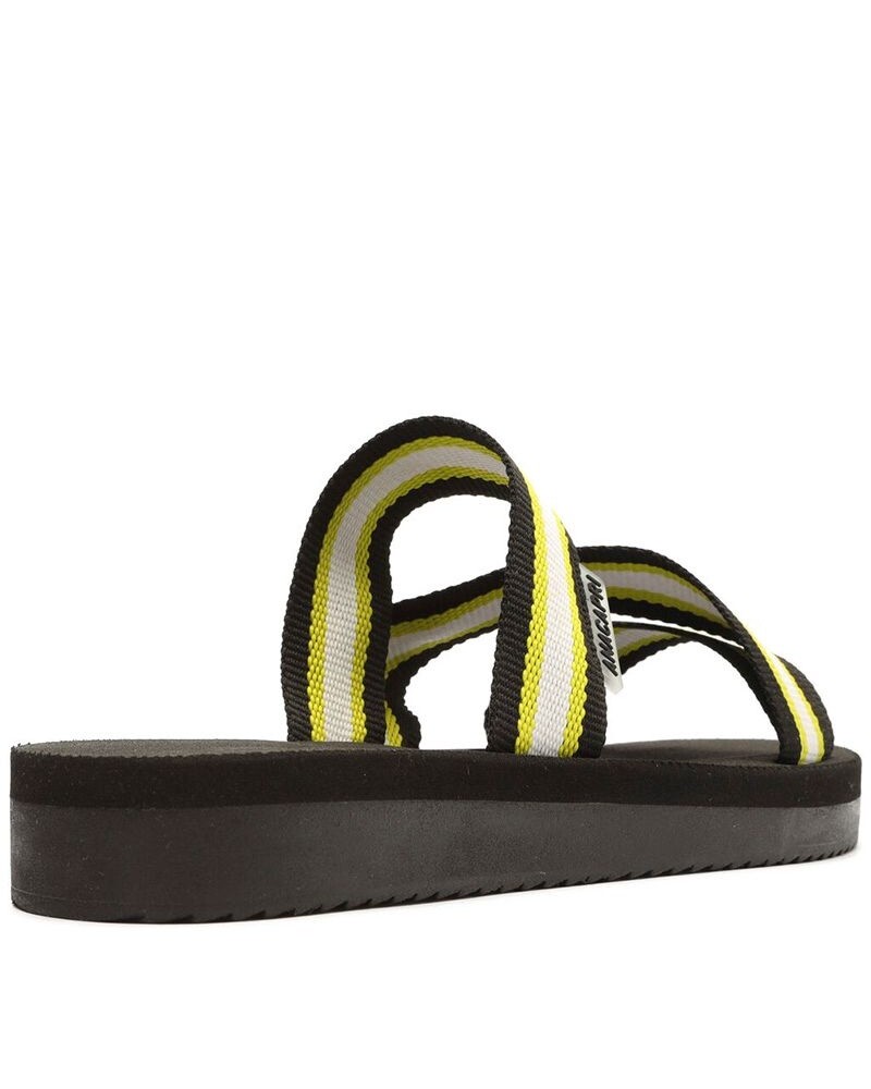 Sandalia Chata Negro Con Amarillo U