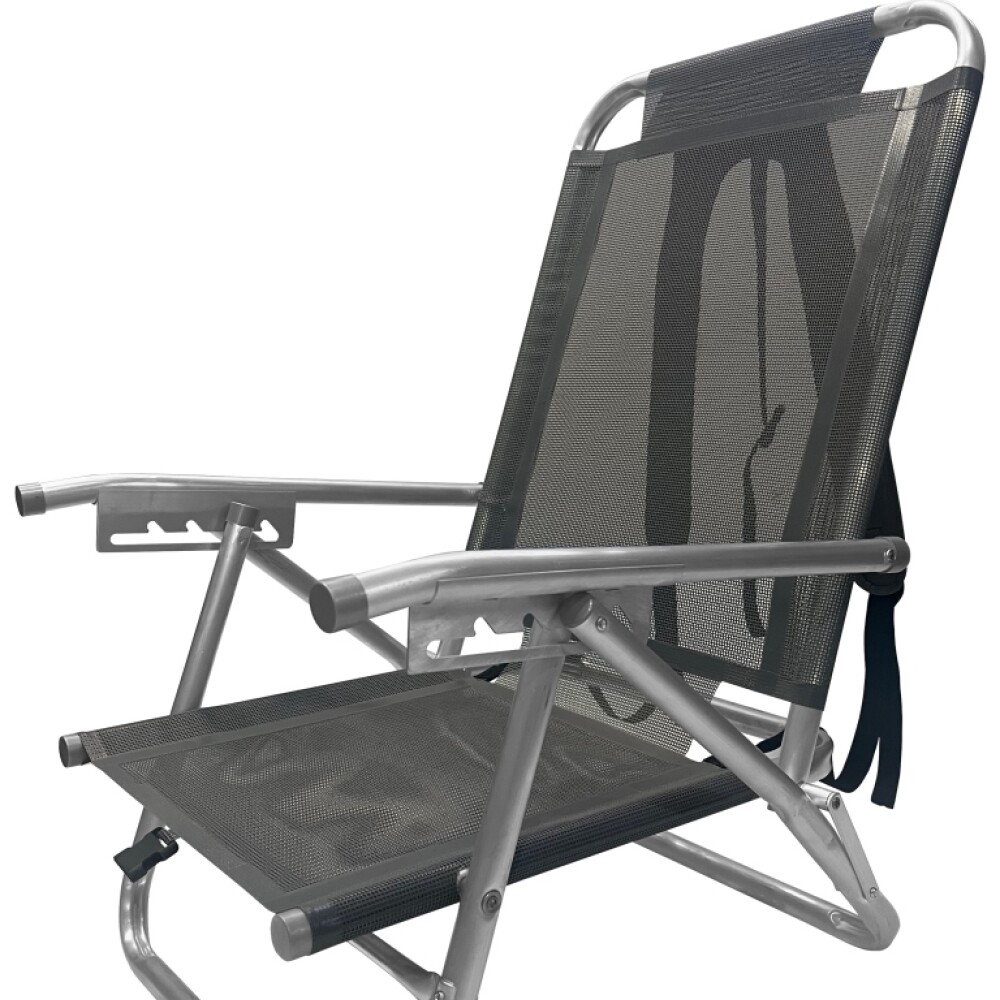 Reposera Playa En Aluminio Reclinable C/mochila Miami Beach GRIS