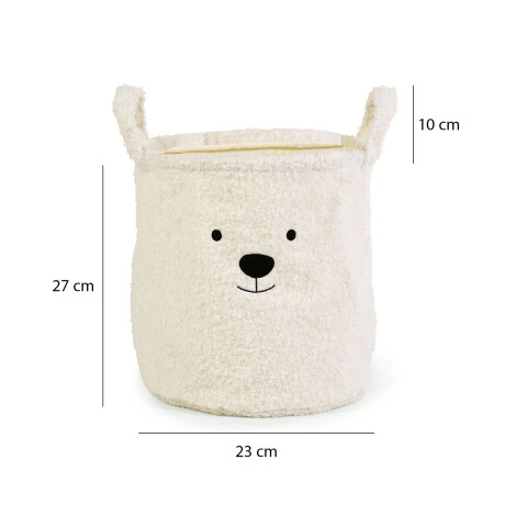 Cesto Osito Canasto Infantil Organizador de Peluche con Asas Blanco