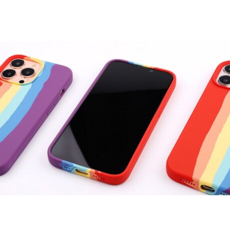 Protector case de silicona iphone 14 plus diseño arcoiris Blanco