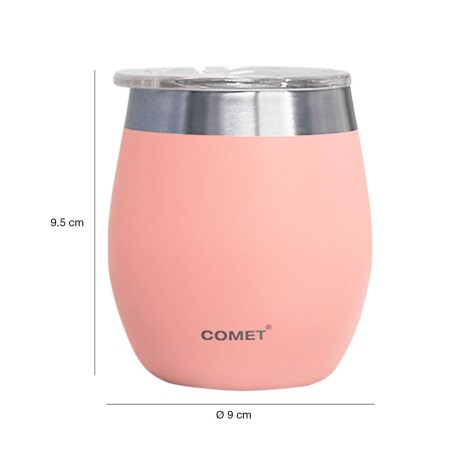 Mate en Acero Inox c/ Tapa Vaso Térmico Bebidas 240ml Comet Rosa