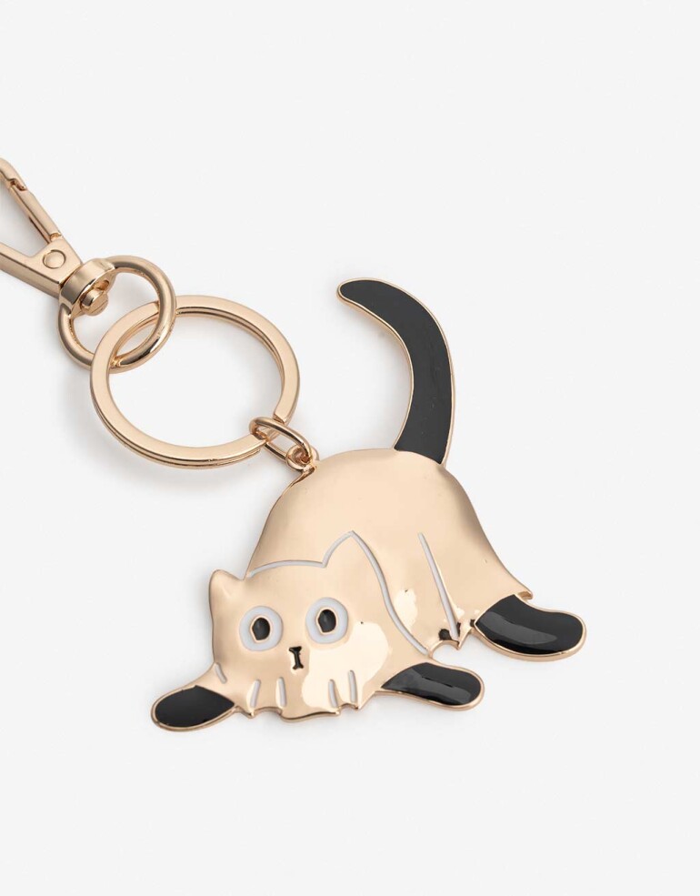 Llavero Metal Llavero Gato Fantasma De Metal Con Esmlate. - Dorado