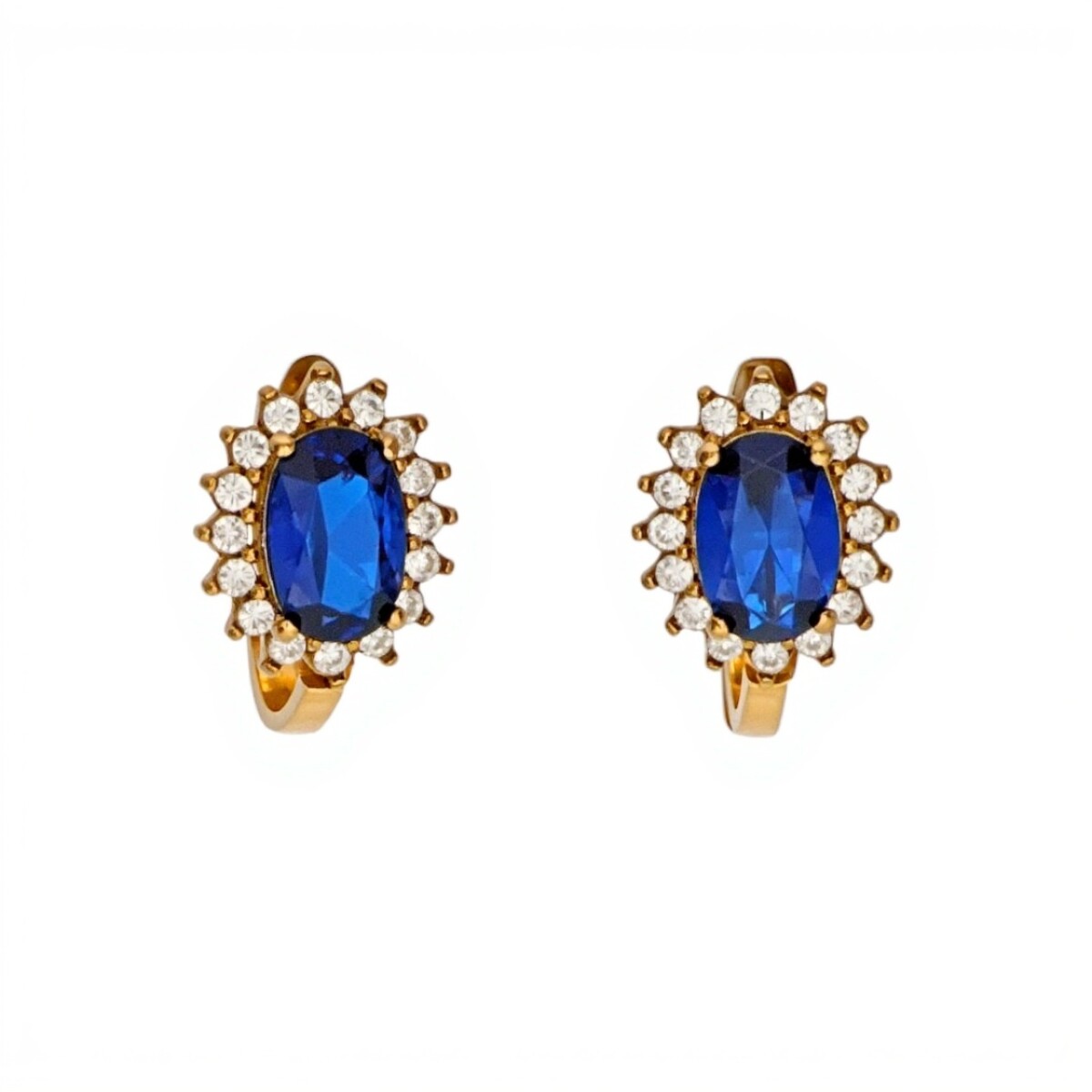 Caravanas Lady Di Zafiro de oro- Oro bajo - Zafiro y zirconias- CA8200 - conpiedra 