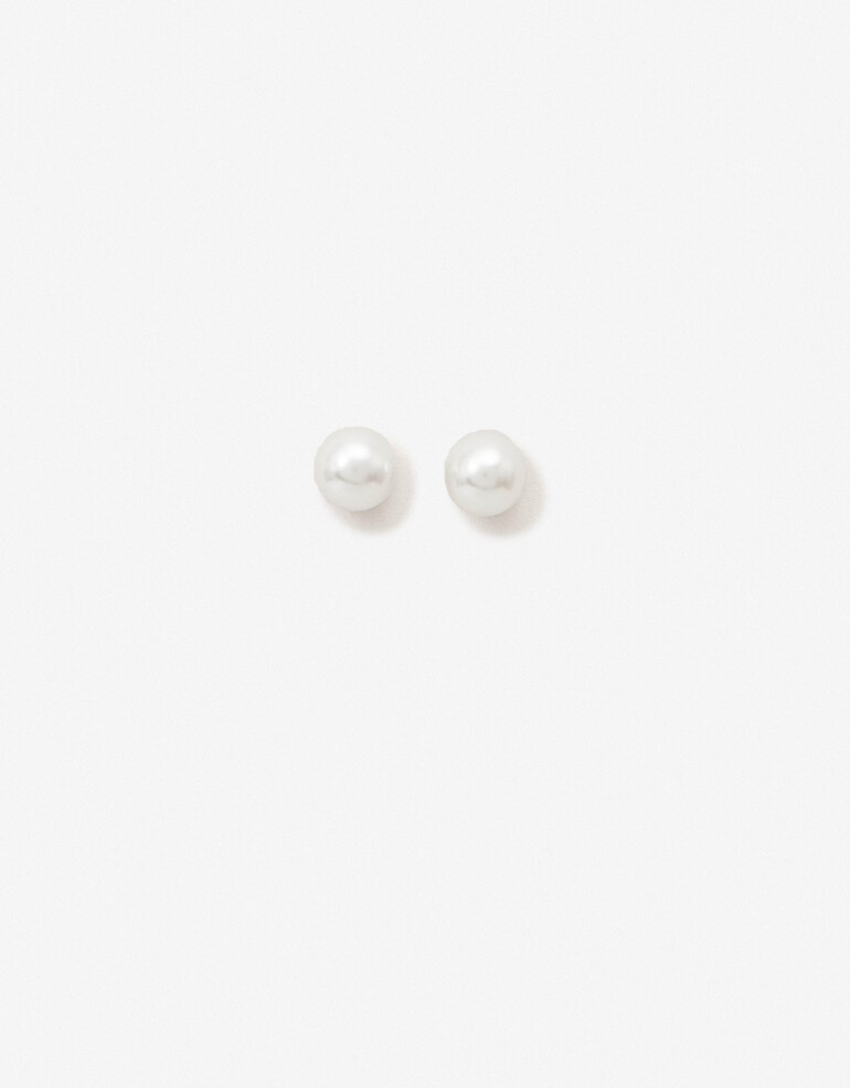 Aros Pasantes Perlas Aros De Perla - Blanco Nacarado/perlado