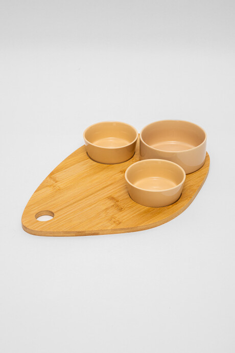 Tapas Y Picadas<br /> Set 3 Cuencos Con Tabla Color Unico