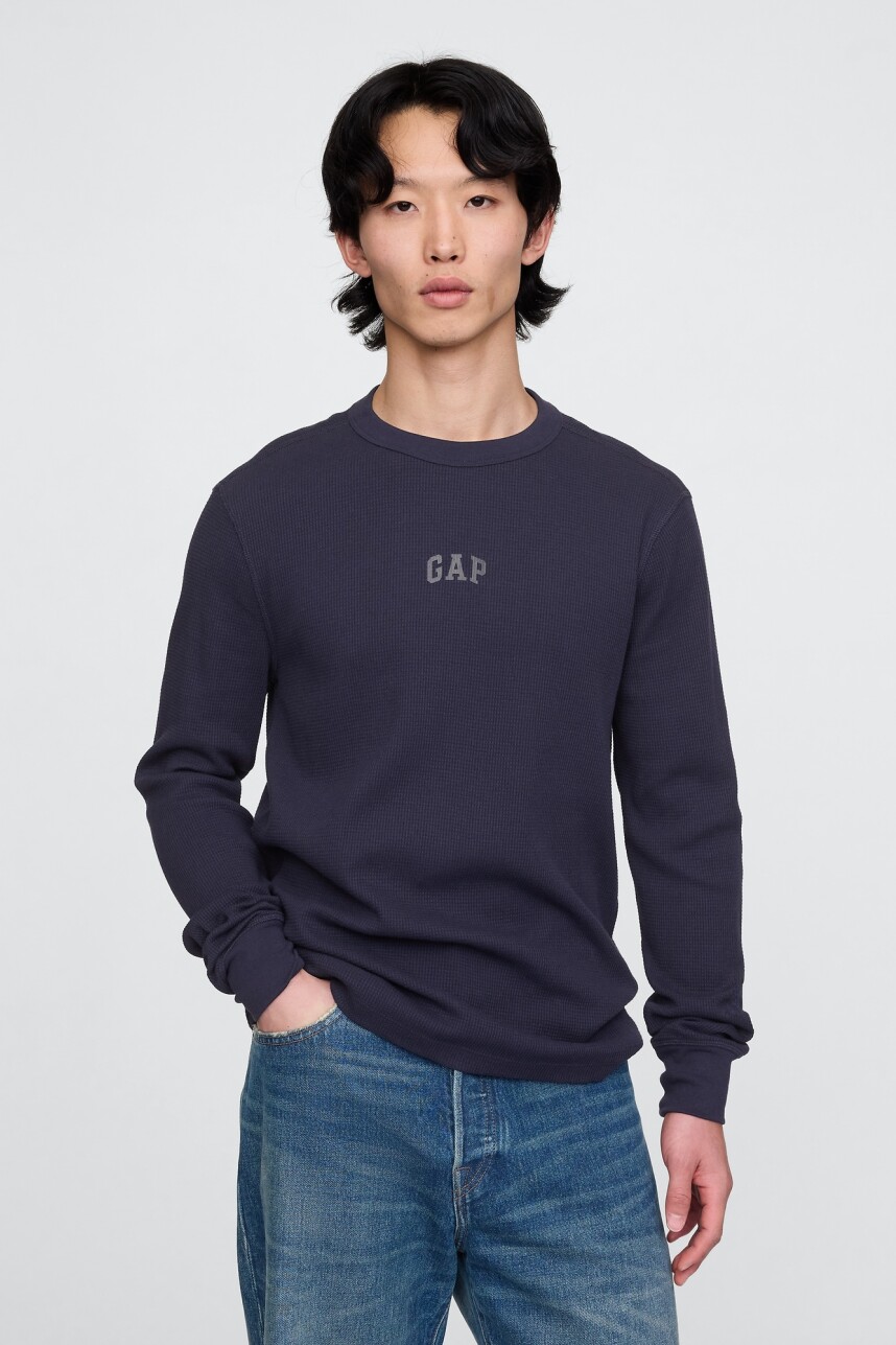 Remera Logo Gap Manga Larga Navy Uniform