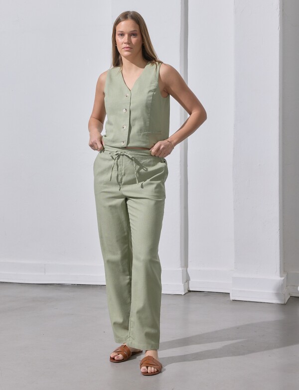 Pantalon Lino VERDE