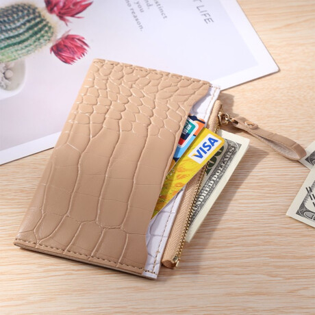 Monedero croco tarjetero bicolor Beige