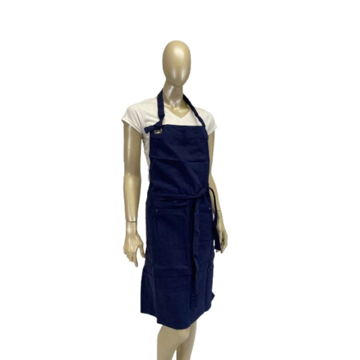 Delantal con peto, bolsillos y cuello ajustable - Azul marino 