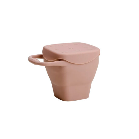 Porta snack de silicona con tapa Rosado