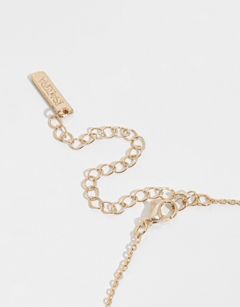 Collares Cortos Strass Collar Con Dije De Flor - Dorado