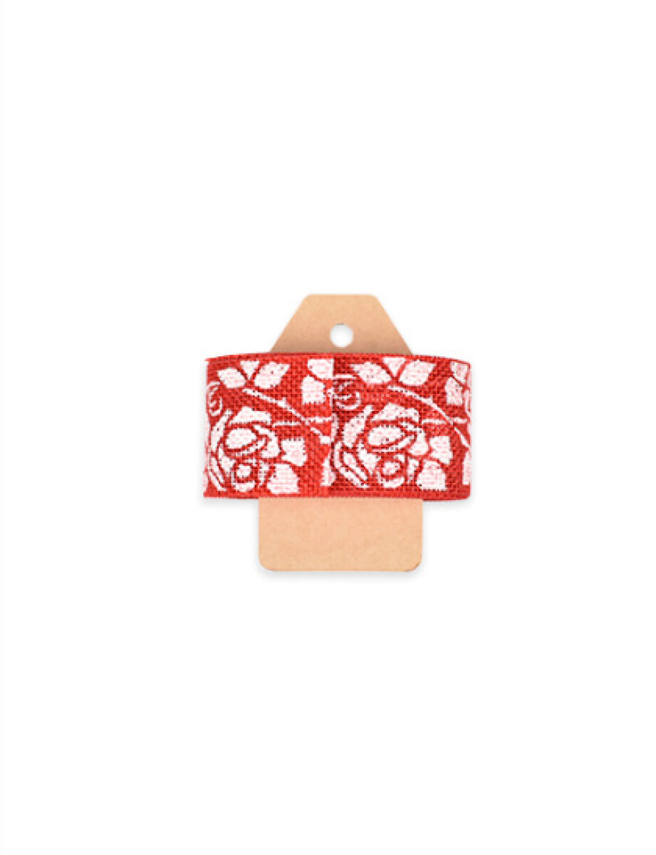 Cinta arabesque tela 2.5 cm. x 5 mts - NATURAL Y ROJO 
