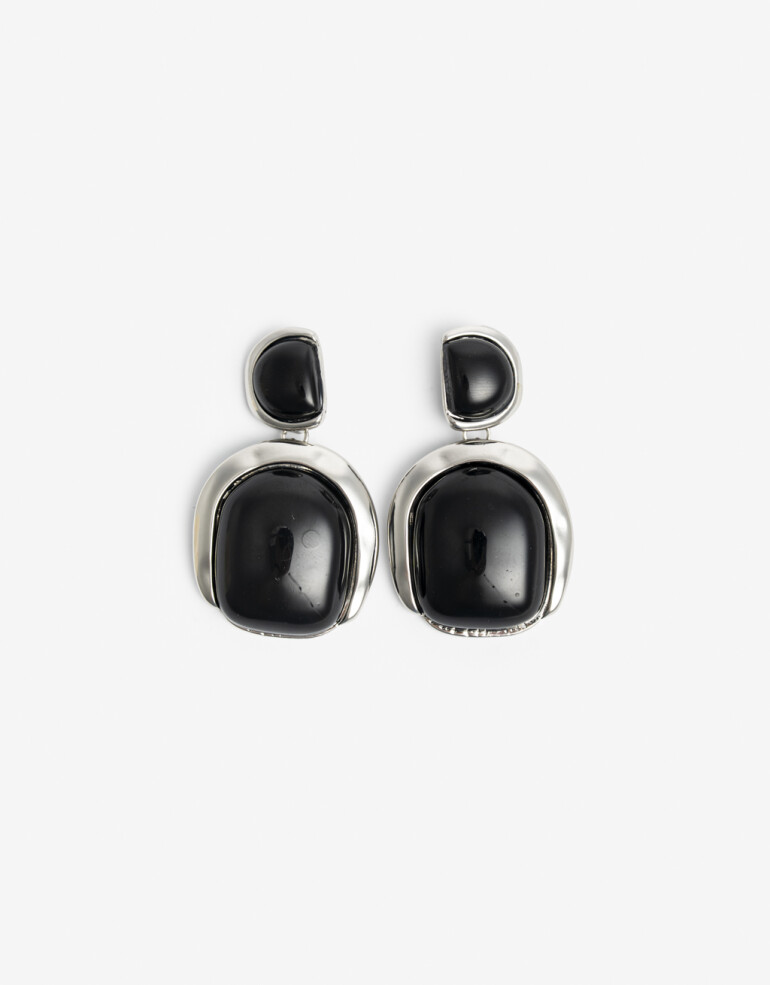 Aros Colgantes Cortos Resina Aros Colgantes Cortos Black Resin - Negro