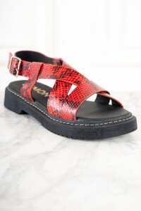 Sandalia Snake Animal Print Rojo