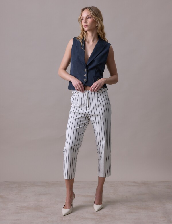 Pantalon Slim Ankle BLANCO/AZUL